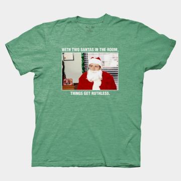Men's The Office Two Santa's Short Sleeve Graphic T-shirt - Green