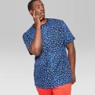 Men's Tall Leopard Print Short Sleeve Boxy T-shirt - Original Use Blue