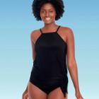 Women's Slimming Control High Neck Tankini Top - Dreamsuit By Miracle Brands Black