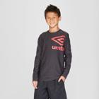 Umbro Boys' Logo Long Sleeve T-shirt - Black Heather