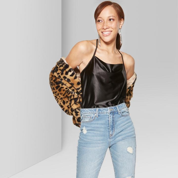 Women's Satin T-back Camisole - Wild Fable Black