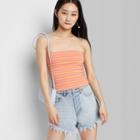 Women's Slim Fit Cropped Tube Top - Wild Fable Coral Striped Xs, Pink