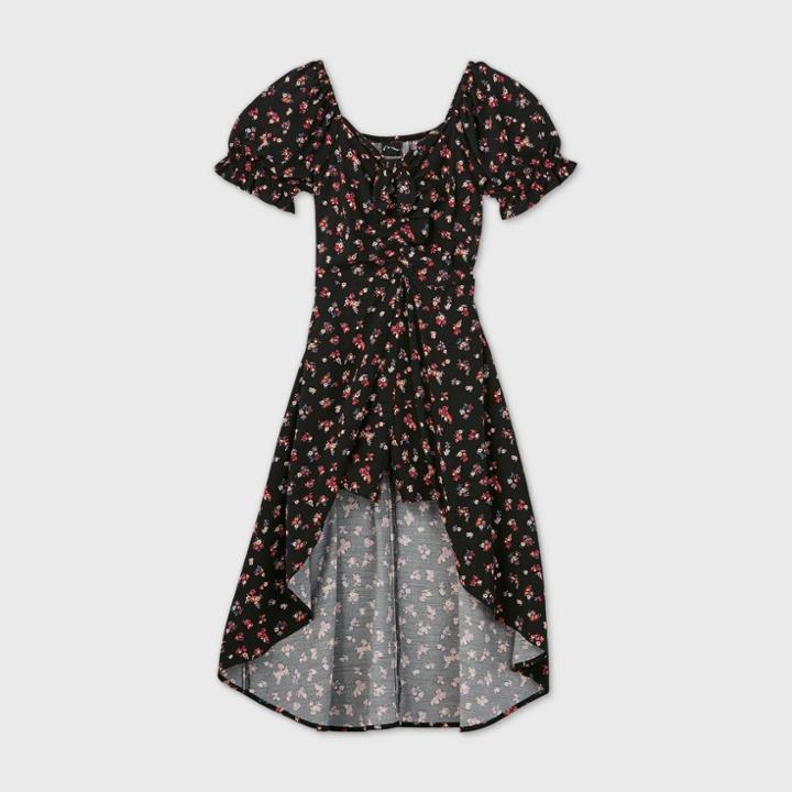Girls' Tie-front Walk-through Romper - Art Class Black