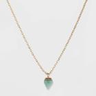 Semi-precious Green Aventurine In Worn Gold Charm Necklace - Universal Thread Green, Women's