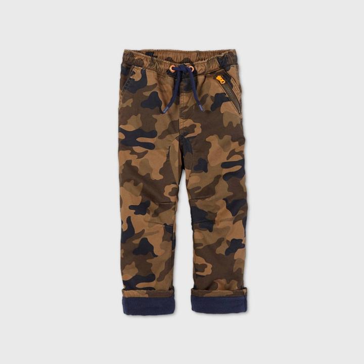 Toddler Boys' Camo Fleece Lined Pull-on Pants - Cat & Jack Brown