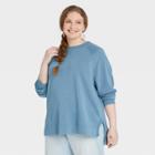 Women's Plus Size Fleece Tunic Sweatshirt - Universal Thread Blue