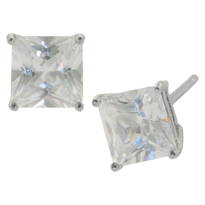 Distributed By Target Sterling Silver Square Cubic Zirconia Stud Earrings