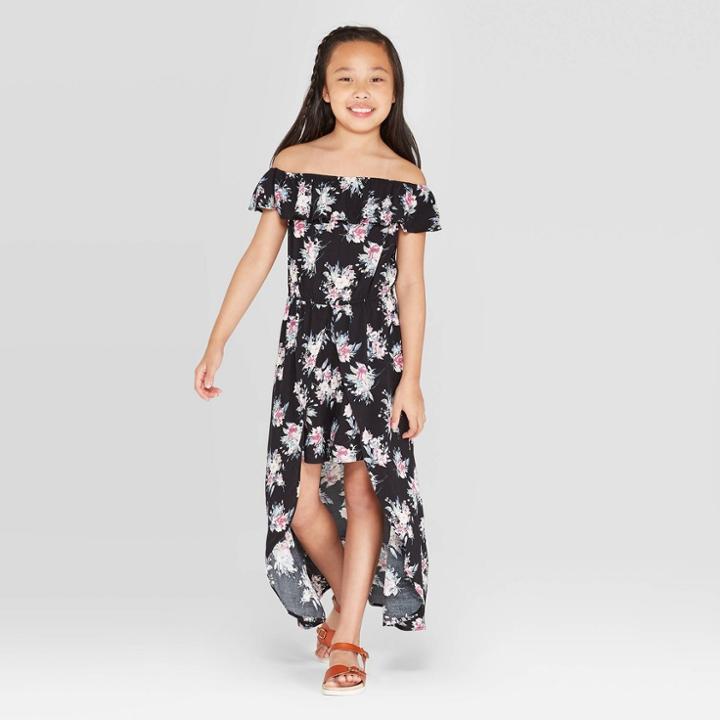 Target Girls' Floral Walkthrough Romper - Art Class Black