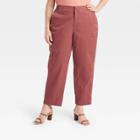 Women's Plus Size High-rise Straight Chilled Out Ankle Chino Pants - A New Day Burgundy