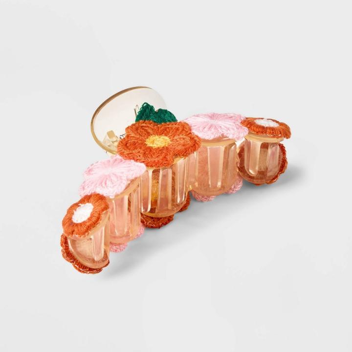 Crocheted Flower Claw Hair Clip - Wild Fable Red/pink