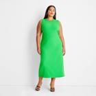 Women's Plus Size Sleeveless Ribbed Cut Out Back A-line Dress - Future Collective With Kahlana Barfield Brown Green