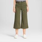 Women's Wide Leg Denim Crop Pants - A New Day Olive (green)