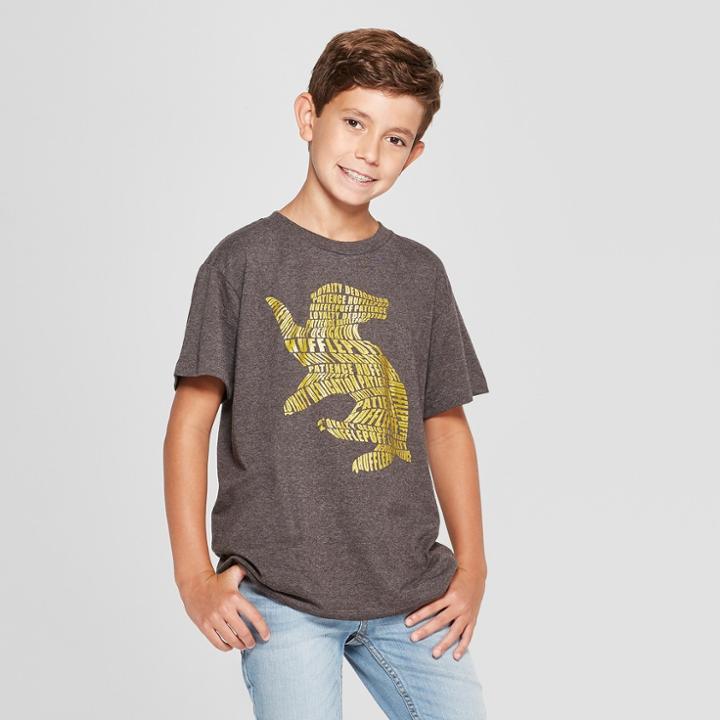 Boys' Harry Potter Hufflepuff Short Sleeve Graphic T-shirt - Charcoal Heather