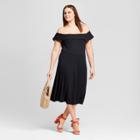 Women's Plus Size Rib Bardot Dress - Who What Wear Black