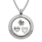 Target Treasure Lockets Silver Plated Mother And Love Heart Charms Locket With Box Chain Necklace