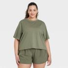 Women's Plus Size Supima Cotton Short Sleeve Top - All In Motion Olive Green