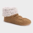 Muk Luks Women's Sherpa Cuff Booties With Grippers - Tan