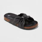 Women's Junie Wide Width Knotted Footbed Sandals - Universal Thread Black 10w,