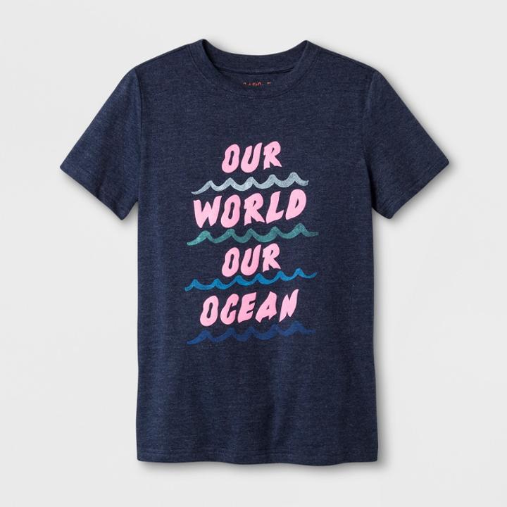 Boys' Short Sleeve Our World Our Ocean Graphic T-shirt - Cat & Jack Navy