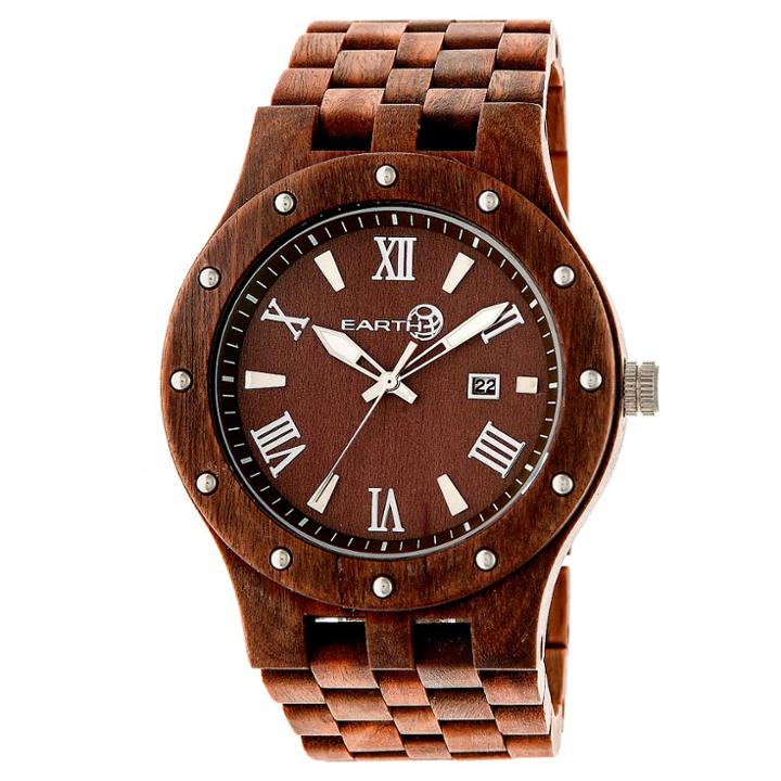 Earth Wood Goods Earth Wood Men's Inyo Eco - Friendly Sustainable Wood Bracelet Watch - Red, Red Oak