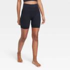 Women's High-rise Ribbed Seamless Bike Shorts 7 - Joylab Black