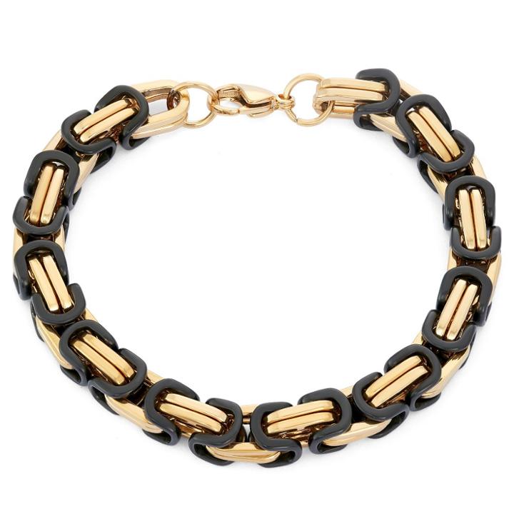 Tiara Men's Byzantine Link Bracelet In Black And Yellow Stainless Steel, Black/yellow