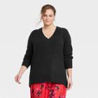 Women's Plus Size V-neck Tunic Sweater - A New Day Black