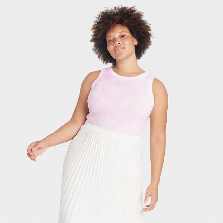 Women's Tie-dye Slim Fit Rib Tank Top - A New Day
