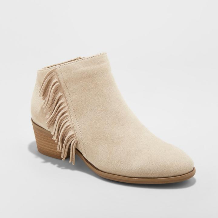 Women's Sonia Fringe Bootie - Universal Thread Taupe (brown)