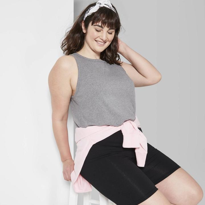 Women's Plus Size Cutoff Crewneck Boxy Tank Top - Wild Fable Heather Gray