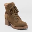 Women's Aveline Faux Leather Heeled Lace Up Fashion Boots - Universal Thread Green