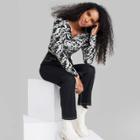 Women's Long Sleeve Button-front Cropped Shirt - Wild Fable Black Warped Check