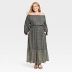 Women's Plus Size Long Sleeve Smocked Mesh Dress - Knox Rose Black