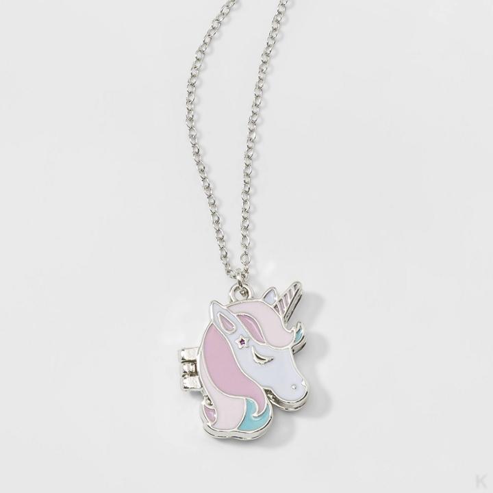 Girls' Unicorn Locket Necklace - Cat & Jack Rhodium,