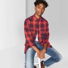 Men's 2-pocket Flannel Long Sleeve Collared Button-down Shirt - Original Use Orange Fire Globe