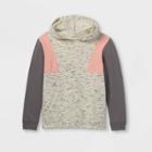 Boys' Colorblock French Terry Hoodie - Cat & Jack Charcoal/cream/peach Xs, Grey/ivory/pink