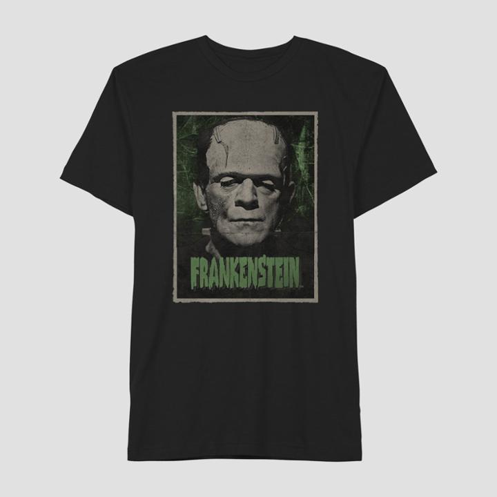Hybrid Apparel Men's Universal Studios Monsters Frankenstein Short Sleeve T-shirt - Jet Black