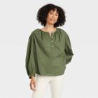 Women's Balloon Long Sleeve Popover Blouse - Universal Thread Green