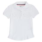 French Toast Girls' Short Sleeve Knit Double Pocket Polo - White