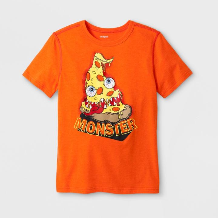 Boys' Adaptive Short Sleeve Pizza Graphic T-shirt - Cat & Jack Orange
