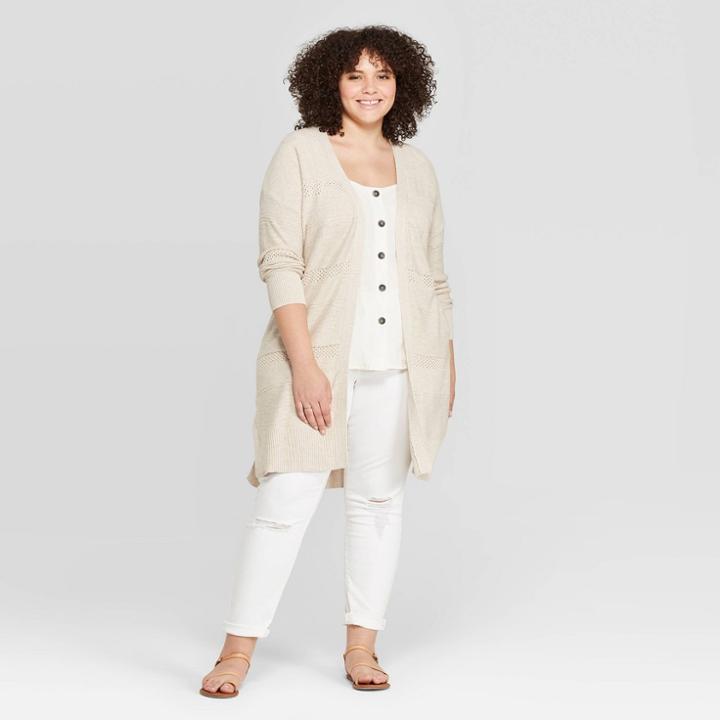 Target Women's Plus Size Long Sleeve Duster Open Layered Cardigan - Universal Thread Cream (ivory)