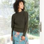 Women's Puff Sleeve Crewneck Pullover Sweater - A New Day Green