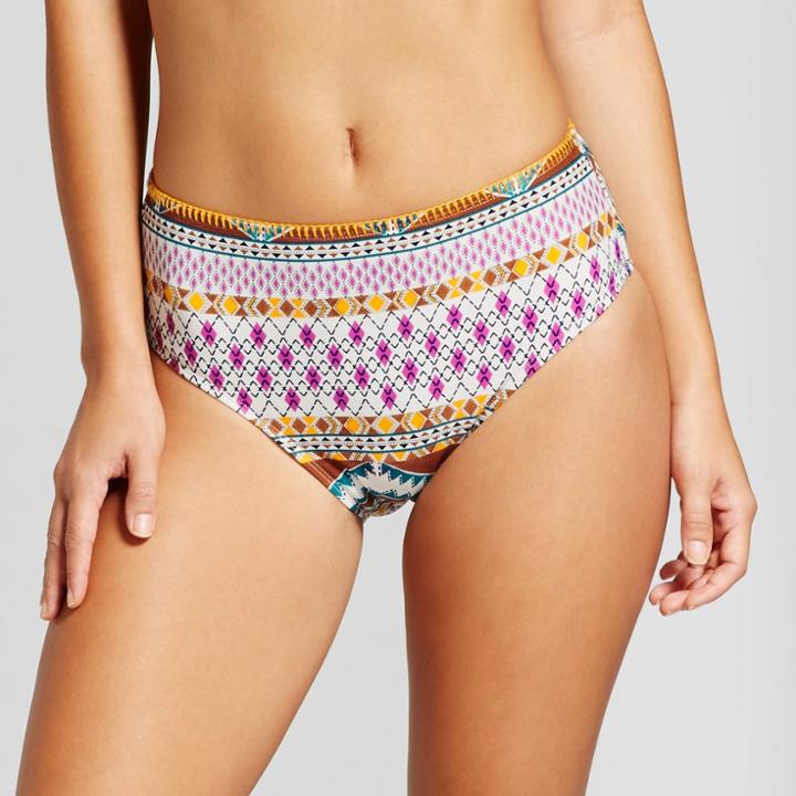 Women's High Waist Bikini Bottom - Xhilaration Blue Chevron Print