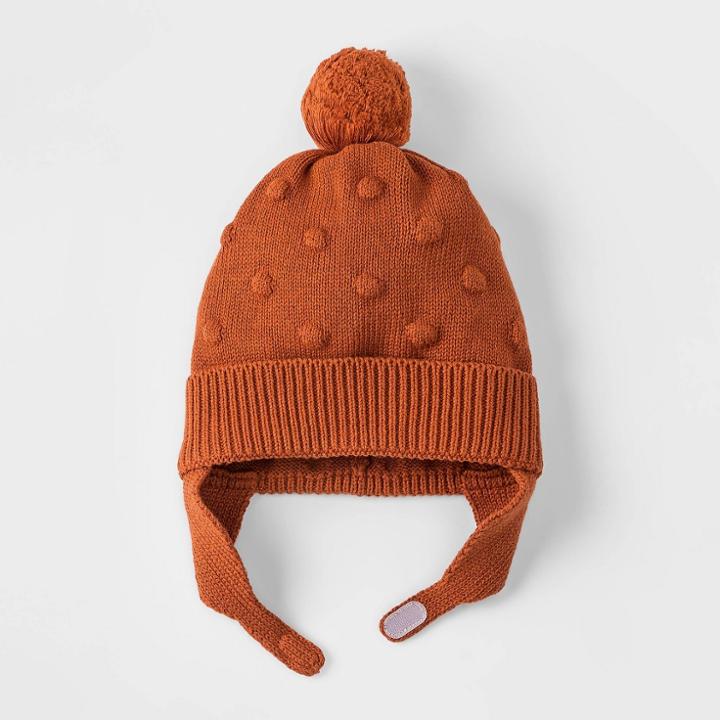 Baby Girls' Bobble Hat - Cat & Jack Orange Newborn