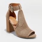 Universal Thread Women's Hannah Wide Width Laser Cut Heeled Pump Sandals - Universal Tread Taupe (brown) 6w,