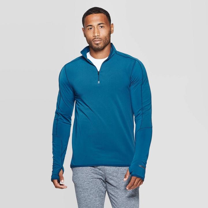 Men's Warm Running Quarter Zip Pullover - C9 Champion Jetson Blue M,
