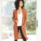 Women's Pointelle Open Cardigan - Knox Rose Brown