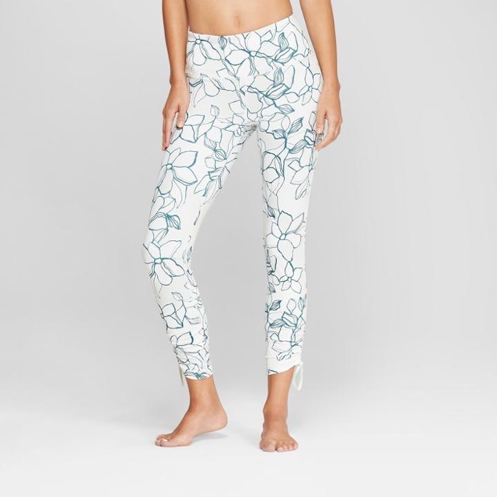 Women's Comfort High-rise 7/8 Leggings With Adjustable Ties - Joylab Mediterranean Blue Bouquet Print