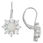 3 4/9 Tcw Tiara Sterling Silver Opal Snowflake Leverback Earrings