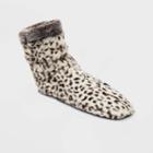 No Brand Women's Leopard Faux Fur Booties With Grippers - Tan/brown